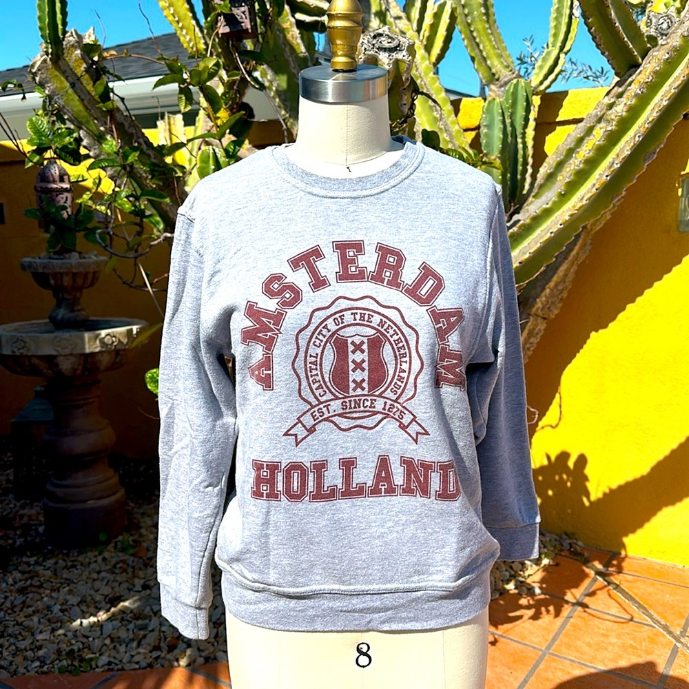 Sweatshirt, heather grey. Amsterdam Holland. XS